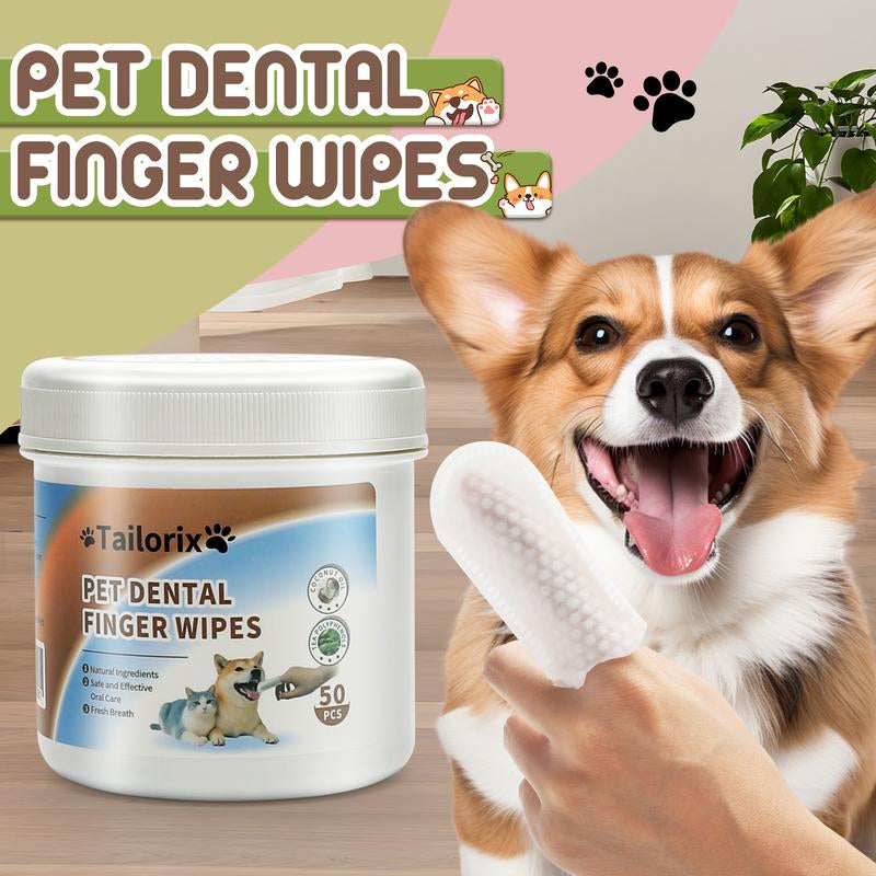 💎 Kit de Higiene Total Tailorix: 50 Toallitas Dedo para Oídos, Ojos y Dientes | Aseo 3 en 1 | Prevención Esencial para Perros y Gatos