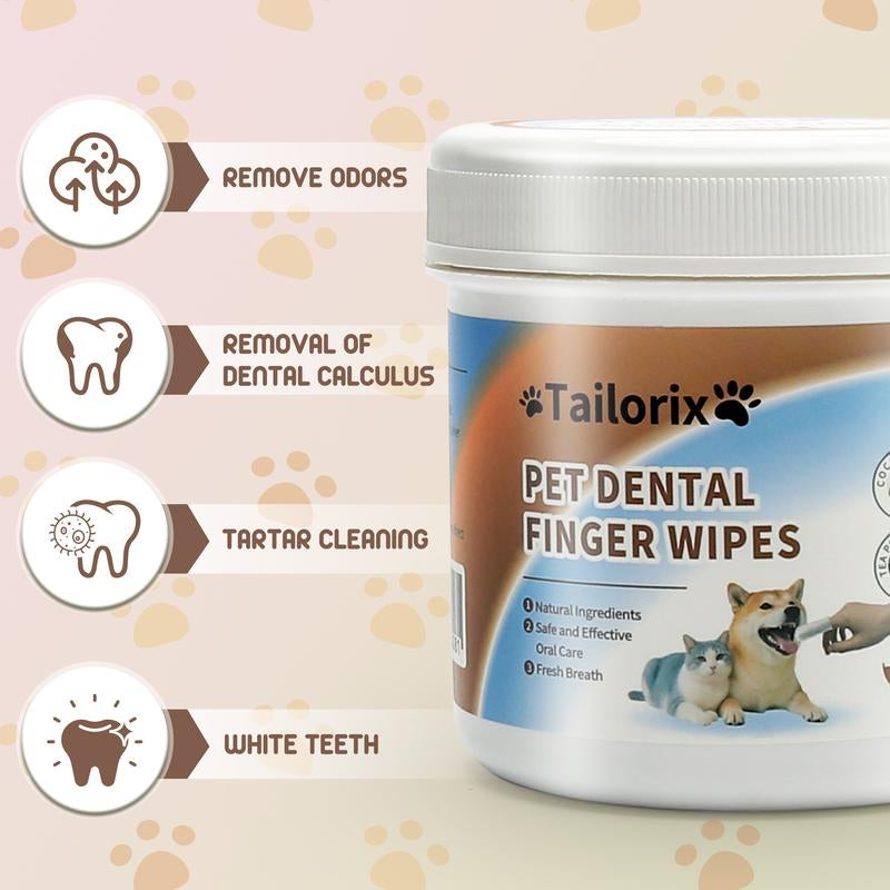 💎 Kit de Higiene Total Tailorix: 50 Toallitas Dedo para Oídos, Ojos y Dientes | Aseo 3 en 1 | Prevención Esencial para Perros y Gatos