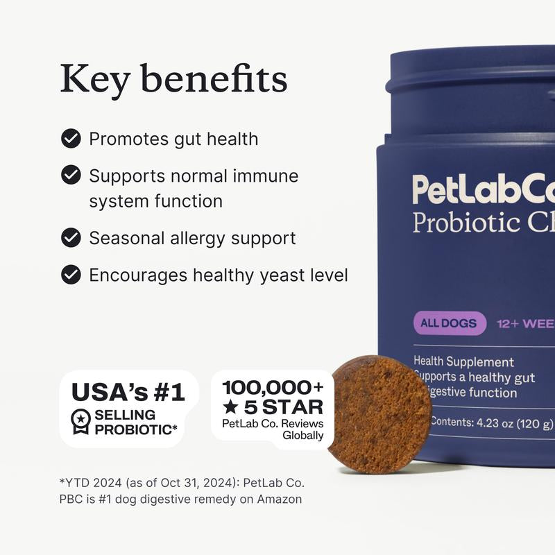 Probiotics for Dogs Soft Chews for Seasonal Allergies, Gut, and Digestive Health. Vet-Reviewed, Premium-Quality Ingredients - Supplements