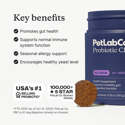 Probiotics for Dogs Soft Chews for Seasonal Allergies, Gut, and Digestive Health. Vet-Reviewed, Premium-Quality Ingredients - Supplements