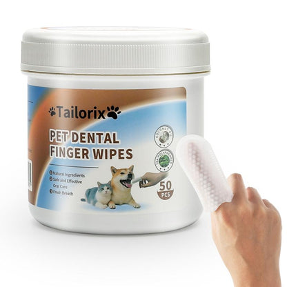 💎 Kit de Higiene Total Tailorix: 50 Toallitas Dedo para Oídos, Ojos y Dientes | Aseo 3 en 1 | Prevención Esencial para Perros y Gatos