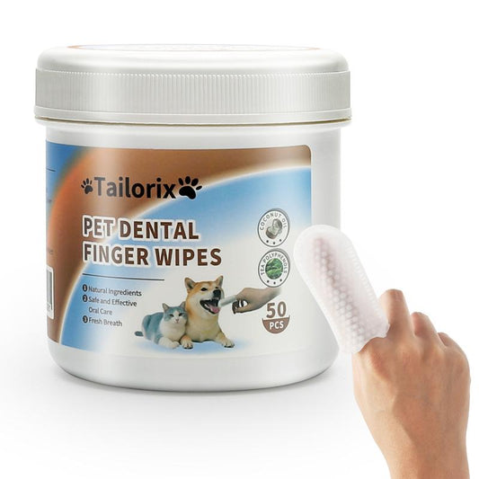 💎 Kit de Higiene Total Tailorix: 50 Toallitas Dedo para Oídos, Ojos y Dientes | Aseo 3 en 1 | Prevención Esencial para Perros y Gatos